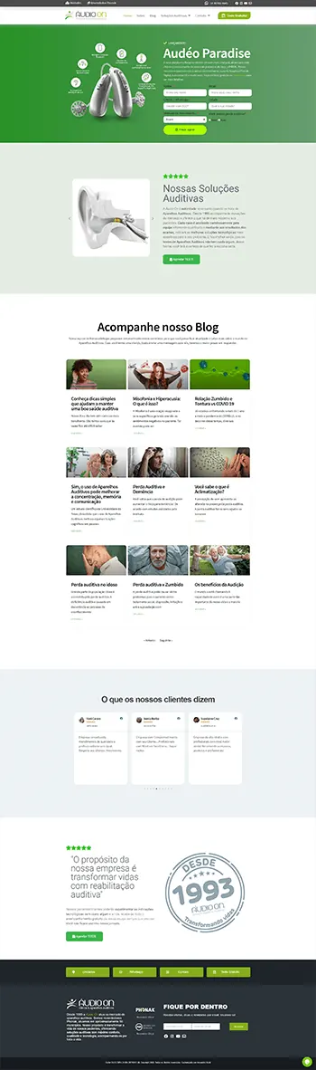 Site Audio On — Site institucional desenvolvido pela Agência Alexandre Koch