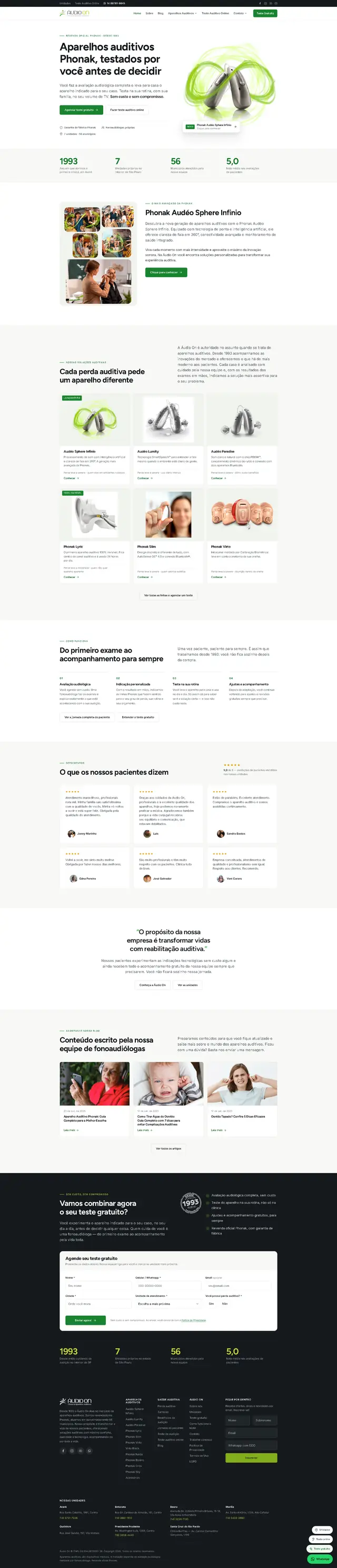 Site Audio On desenvolvido pela Agência Alexandre Koch, de Avaré-SP
