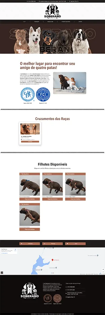Site Canil Soberano — Site institucional desenvolvido pela Agência Alexandre Koch