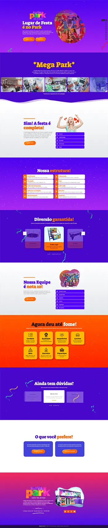 Site Mega Park Buffet — Landing page desenvolvido pela Agência Alexandre Koch