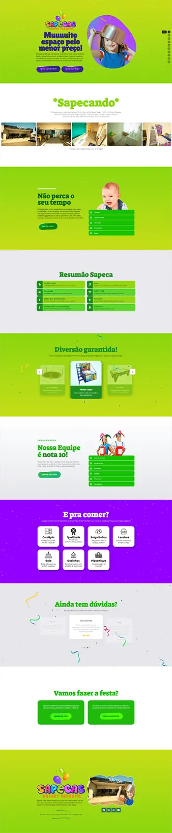 Site Sapecas Buffet — Landing page desenvolvido pela Agência Alexandre Koch