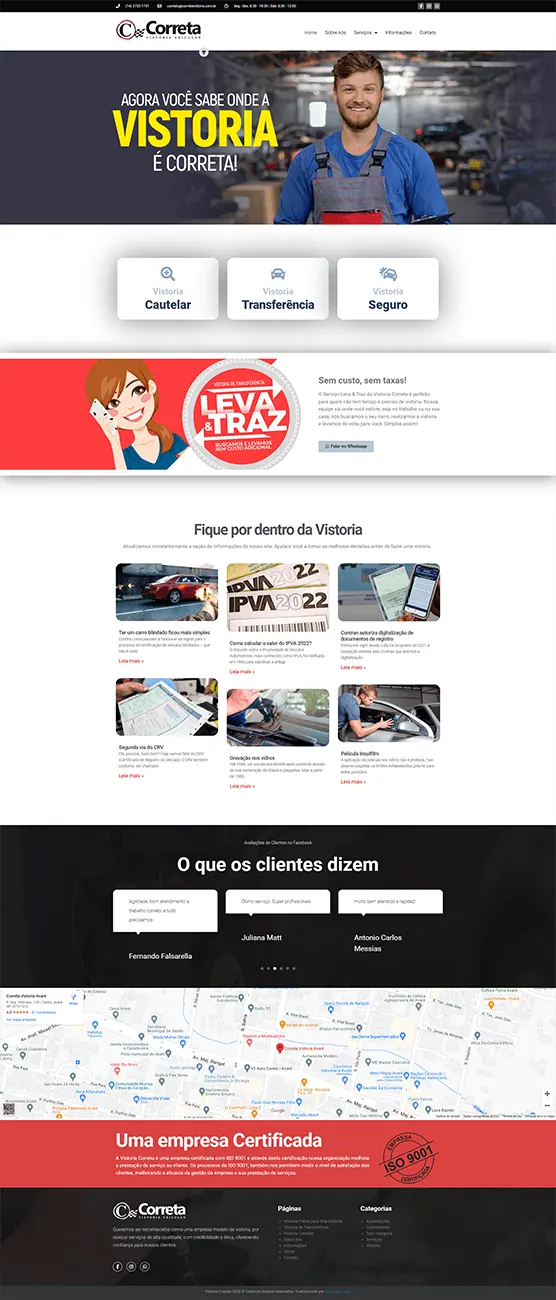 Site Correta Vistoria — Site + agendamento desenvolvido pela Agência Alexandre Koch
